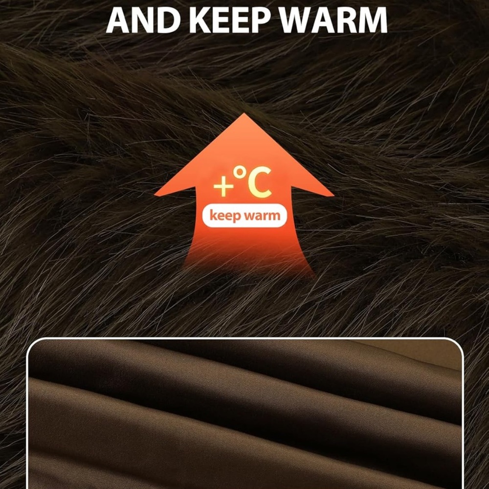 Luxurious Brown Faux Fur Coat - Picture 4 of 4